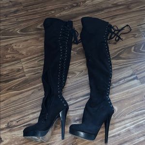 Black thigh high heels